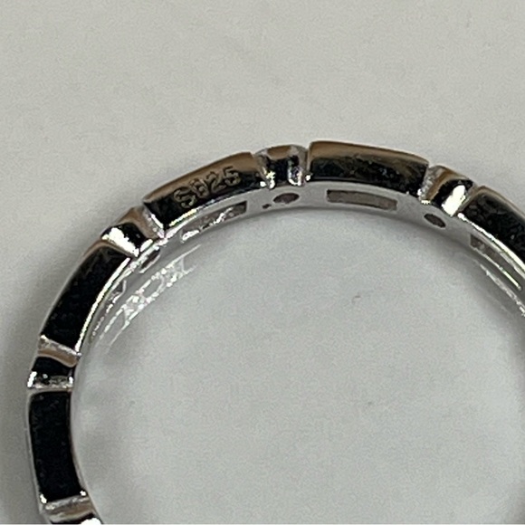 925 Sterling Silver Rhodium Plated CZ Stacker Eternity Ring Size 5.75 - Picture 4 of 8